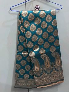 Teal Banarasi Silk Saree with blouse piece
