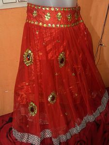 Stunning Red Embellished Skirt
