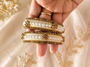 Elegant Pearl and Rhinestone Bangles