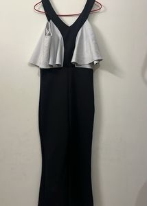 Elegant Black & Gray Maxi Dress
