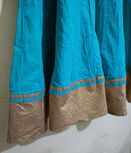 Beautiful Turquoise Kurta Set with Gold Border