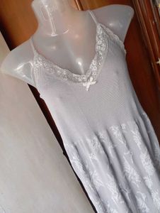 Lace Trimmed Grey Nightdress