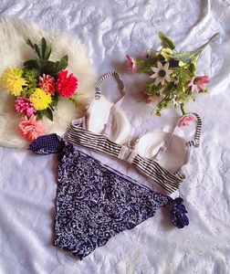 Striped Bikini Top  with beautiful brief 👍