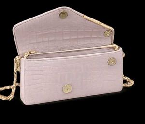 Elegant Pink Croc Embossed Clutch Bag