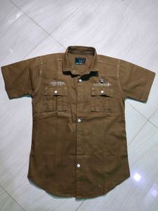 Stylish Boys Brown Short Sleeve Shirt