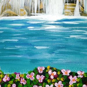 waterfall landscape painting