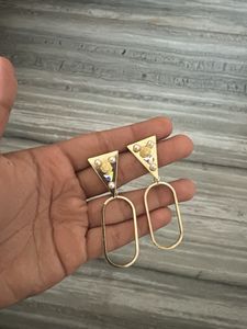 Unique Floral Triangle Dangle Earrings