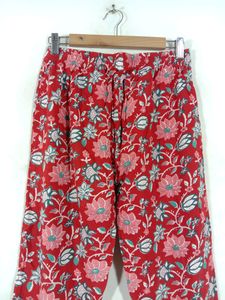 Red Floral Print Kurta Pant (Women's)