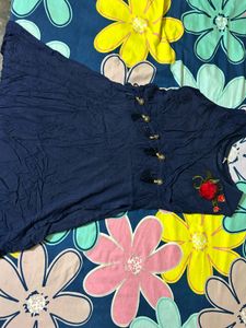 Navy Blue Embroidered Kurti