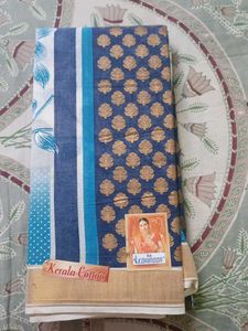 White Cotton Saree with floral design