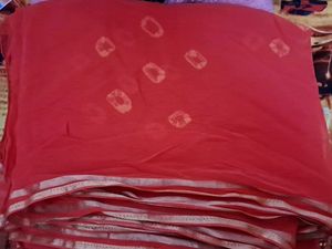 Red Bandhani Saree with golden border 💃💃🎉🎉