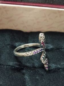 925 pure silver sparkling snake Ring # fixed price