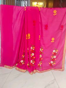 Beautiful Pink Embroidered Saree