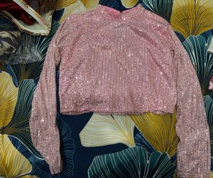 Sparkling Pink Sequin Crop Top