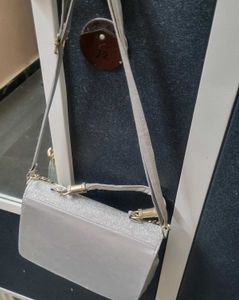 Sparkly Silver Chain Clutch Bag