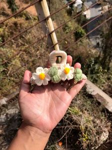 Crochet Flower Hair Clips - Set of 3
