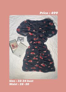 Chic Black Floral Ruched Mini Dress