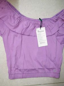 Cute Lavender Off-Shoulder Crop Top no 130