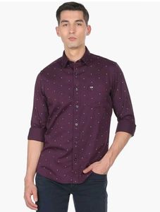 Men's Patterned Burgundy Shirt