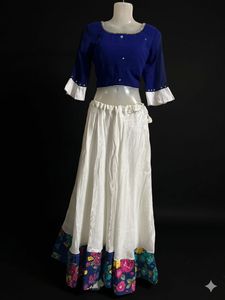 Elegant Blue &amp; White Lehenga Choli Set