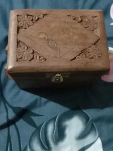 Vintage Carved Wooden Jwellery Box ..