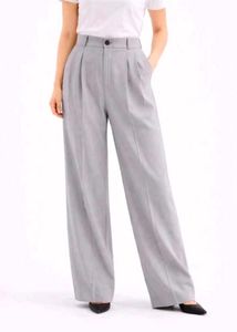Light Grey Wide Leg Pleated Trousers