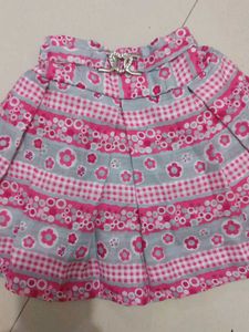 Girls Pink Floral Skirt