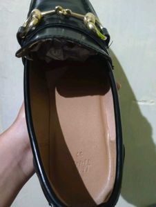 Classic Black Loafers with Gold Horsebit Detail