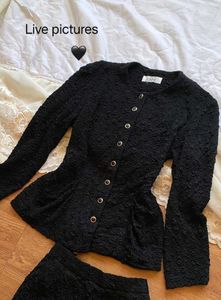 Chic Black Textured Co-ord Set