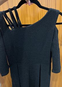 sparkly Chic Black Cold Shoulder Dress