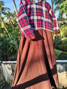 Chic Plaid &amp; Brown Kurta