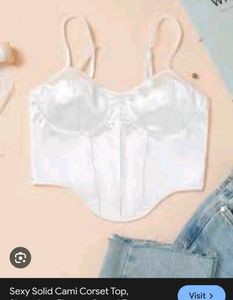 White Cami satin shein Corset Top