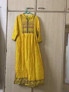 Vibrant Yellow Embroidered Kurta