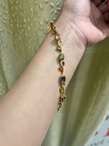 Elegant Gemstone &amp; Gold-Tone Bracelet