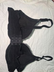 Elegant Black Embroidered Bra