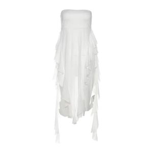 tube neckline mesh ruffled top