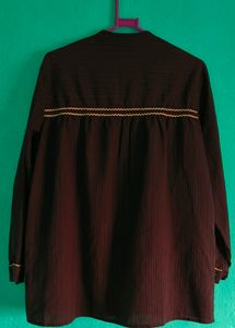 Maroon Trendy Full Sleeves Notched Neckline Top , XL
