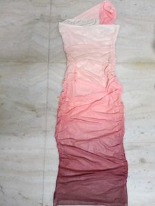 Ombre Ruched One-Shoulder Dress