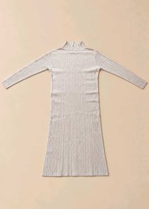 CREAM RIBBED MOCK NECK BODYCON DRESS