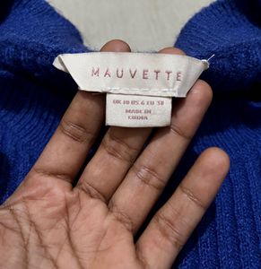 Blue Ribbed Knit Sweater