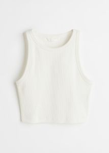 H&amp;M White Ribbed Tank Top