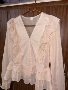 Chic Ruffled Sheer Blouse