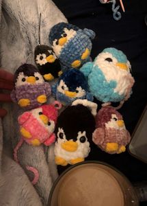 Crocheted Penguin Plushie as a bag charm keychain