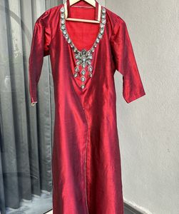 Kundan Work Silk Kurta