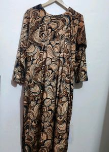 Brown Printed Winter Kurta For Girl Or Woman