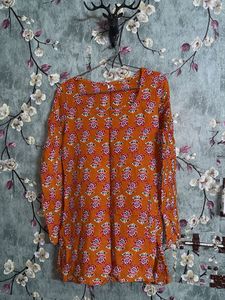 yellow mustard Floral Print Kurta