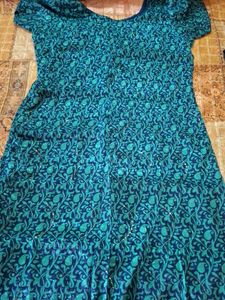 Teal & Navy Paisley crape  Kurti set