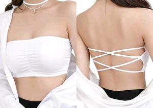 Trendy White Criss-Cross Bikini Top🙈
