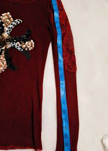 Very Fancy Sequin Work Net Sleeve Top