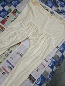 Heavy Work Cream Anarkali Set with Gold Embroidery